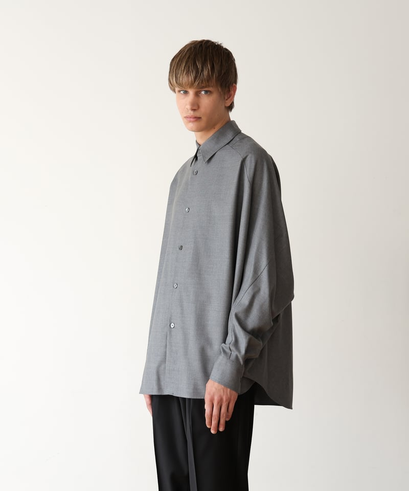 MB尾州ウール グレー 長袖シャツ MB尾州ウール グレー 長袖シャツ