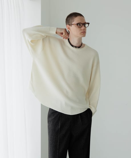 【6/14発売】ULTIMATE FABRIC HIGH TWIST EXTRA FINE MERINO WOOL WAFFLE CREW NECK by UMEDA NIIGATA