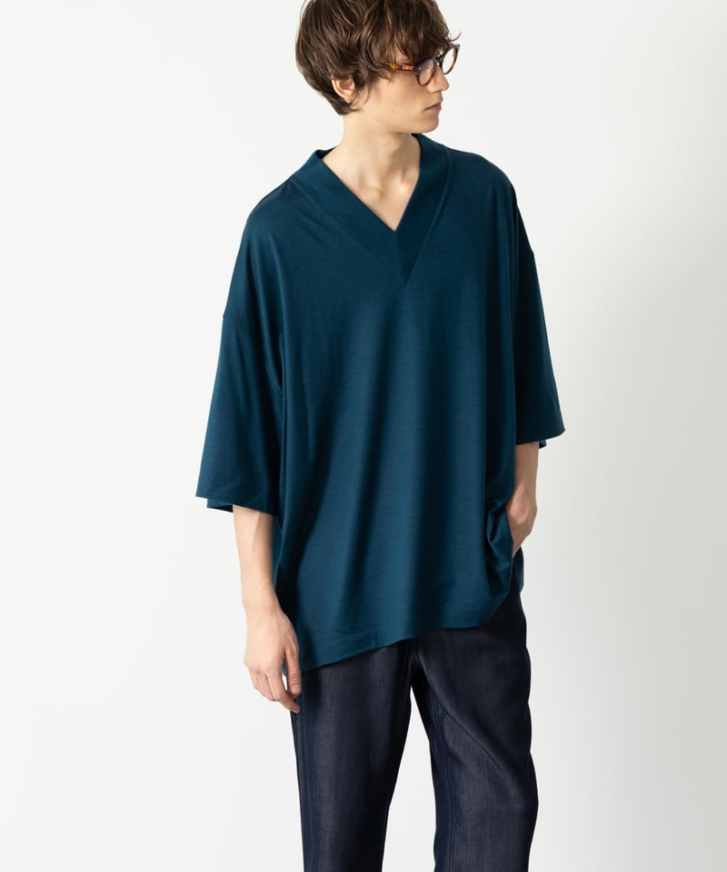 1/18発売】MBハイエンド尾州ウールTシャツ ビッグVネックプルオーバー