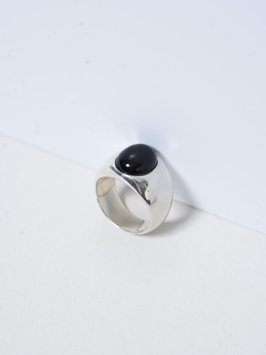 OX JEWELRY Silver Onyx Ring