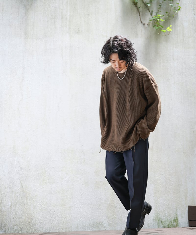 MB STANDARD ローゲージダメージニット | MB -there is a reaso