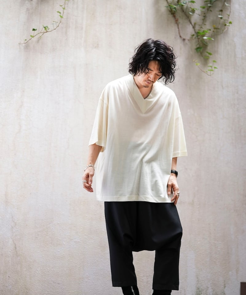 MBハイエンド尾州ウールTシャツ ビッグVネックプルオーバー | MB