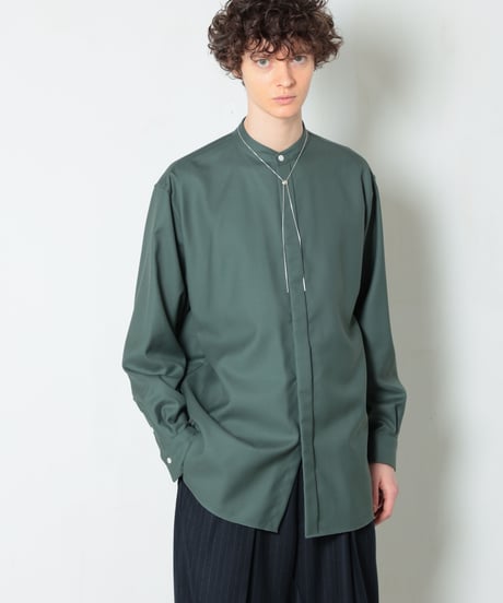 MBハイエンド尾州ウールシャツ（バンドカラー）