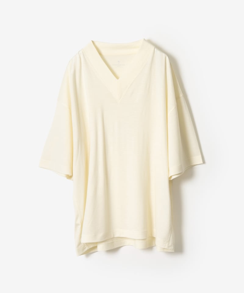 1/18発売】MBハイエンド尾州ウールTシャツ ビッグVネックプルオーバー