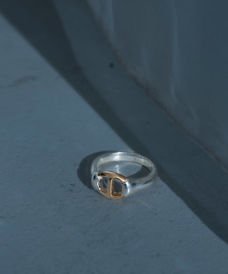 OX JEWELRy Classic Center Anchor Chain Ring(silver × gold）