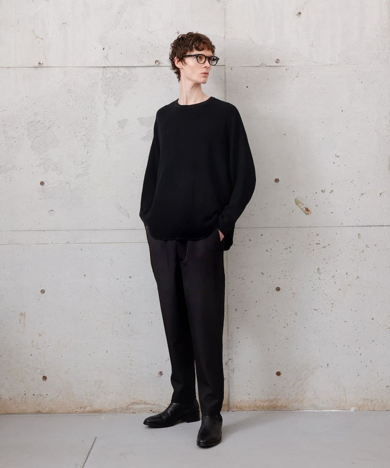 MB ULTIMATEFABRICワッフルクルーネック byUMEDAブラックS MB ULTIMATE FABRIC High Twist Extra Fine Merino