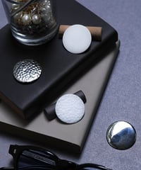 OX JEWELRy Silver Button Badge BIG