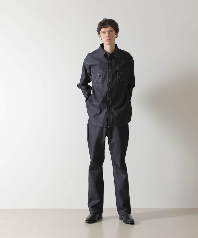 MB リジッドデニム ランチャードレスジーンズ Wrangler ラングラー L MB COLLABORATION リジッドデニム WRANCHER ランチャードレスジーンズ