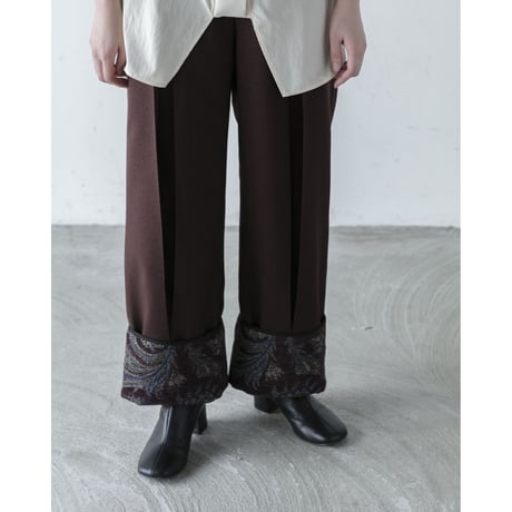 Jaquard Pleats Pants / Brown