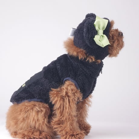 Hi Bear Fur zip-up Jacket_Navy
