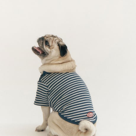 BUTTON SWEAT TEE-NAVY