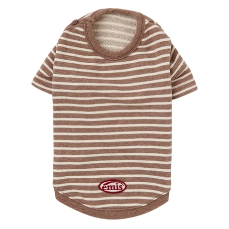 BUTTON SWEAT TEE-BROWN