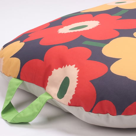 Big Flower Round Cushion_Navy