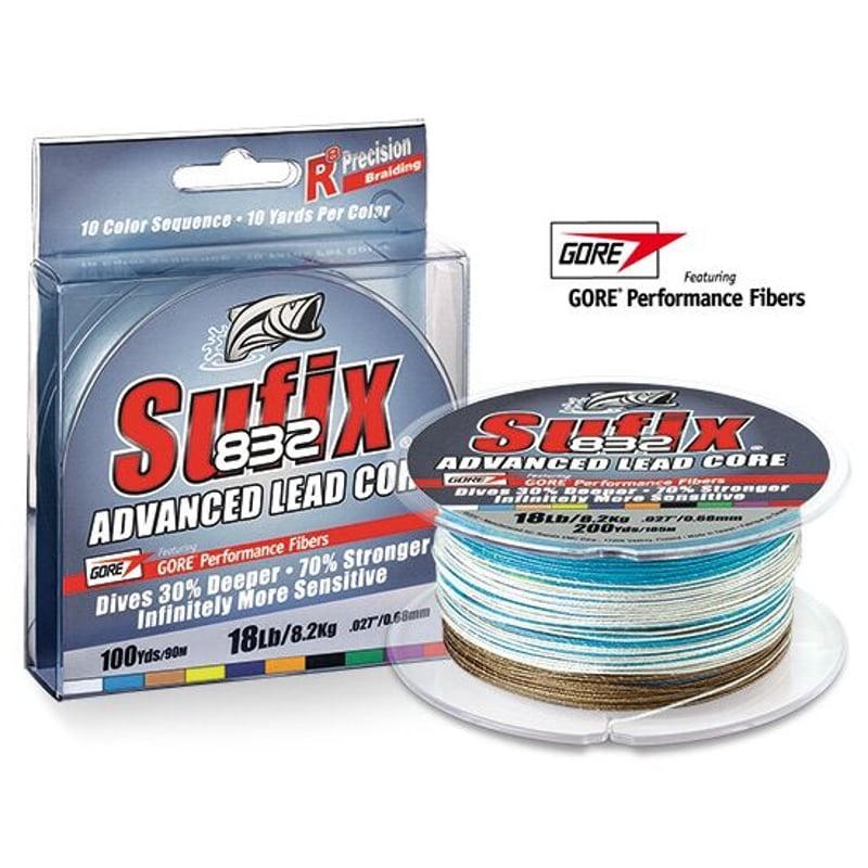 12lb Sufix サフィックス 832 アドバンスドレッドコア100Yrd Sufix 832 ADVANCED LEAD CORE 200ヤード 12lb | Rapa
