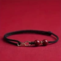 辰砂 赤玉 × インフィニティ∞ ブレスレット 黒紐 開運 金運 お守り