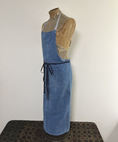 Early 20th century,  French indigo linen apron.