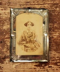 American antique glass photo stand .  (Lady)