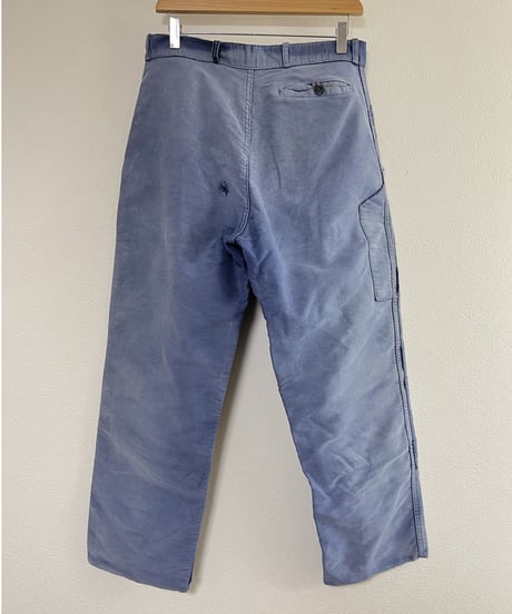 mid 20th c,  French blue moleskin work pants.