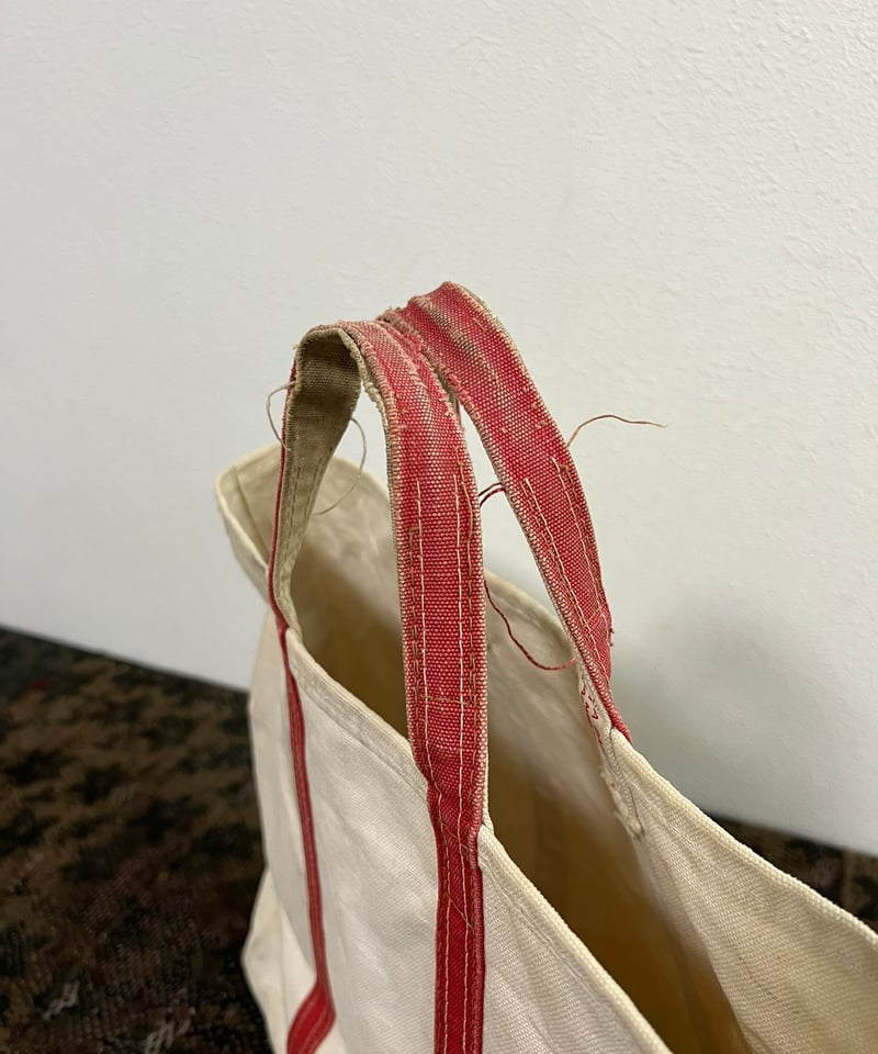 60s-70s American canvas tote bag with red handl
