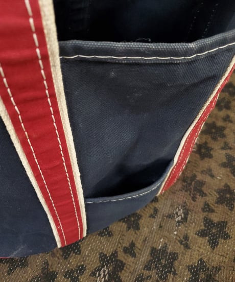 【 1980s L.L.BEAN 】Canvas tote bag.   ( Navy blue  x  Red )
