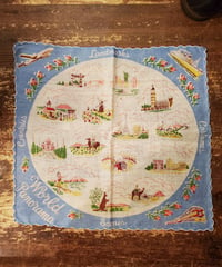 World panorama, Vintage handkerchief.