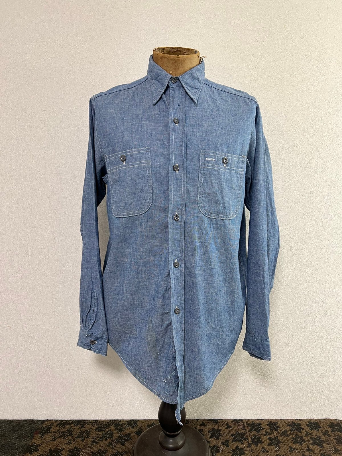 Vintage オフィサーシャツ シャンブレー 50s 60s ロングシャツ Vintage オフィサーシャツ シャンブレー 50s 60s ロングシャツ