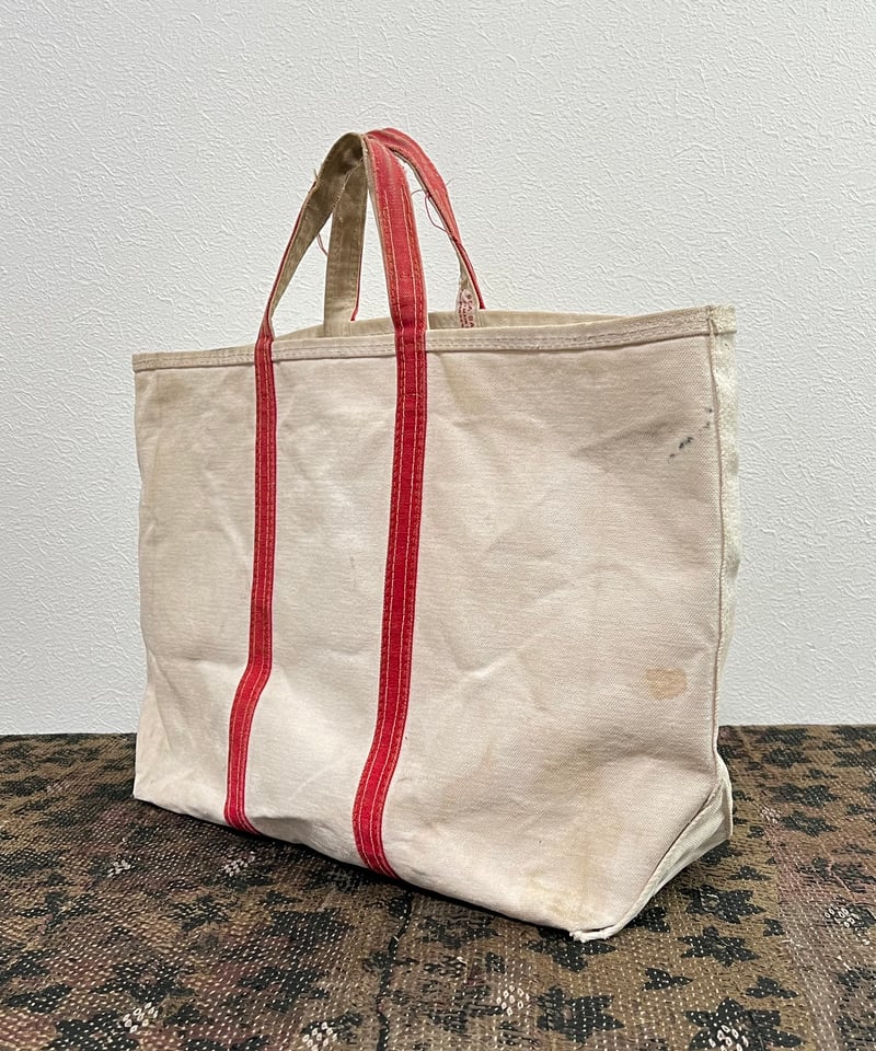 60s-70s American canvas tote bag with red handl