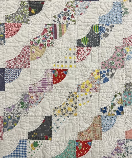 Vintage Calico patchwork quilt .