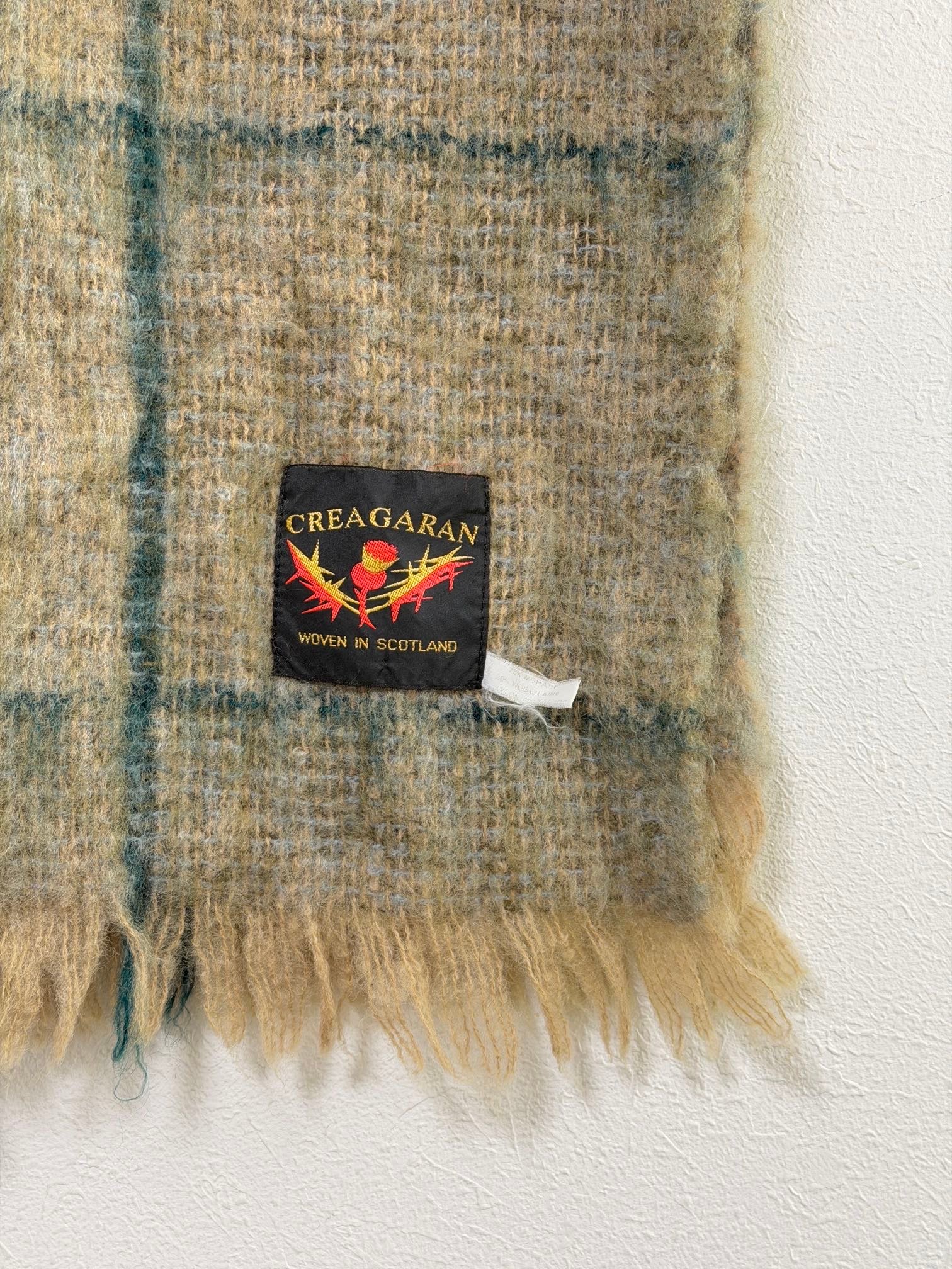 【希少‼️】GLEN CREE100%モヘア ブランケットスコットランド 1950–60s CREAGARAN Mohair Blanket – Woven in Scotland. | VINTAGE AIR