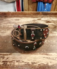 Vintage studs belt. (Hand paint of playing cards)
