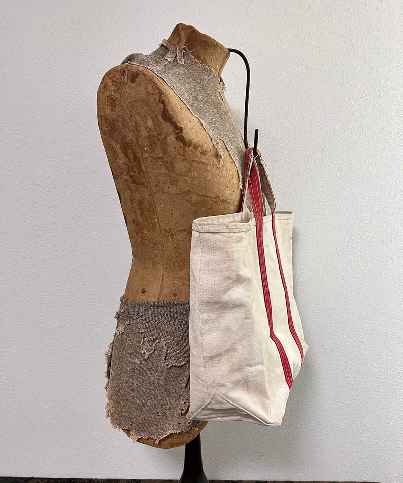 60s-70s American canvas tote bag with red handl