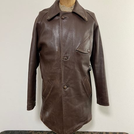 Around 1960s French triangular flap leather coat.