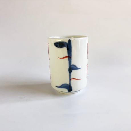 砥部焼 梅山窯 切立湯呑 二段赤ペン〈新品〉