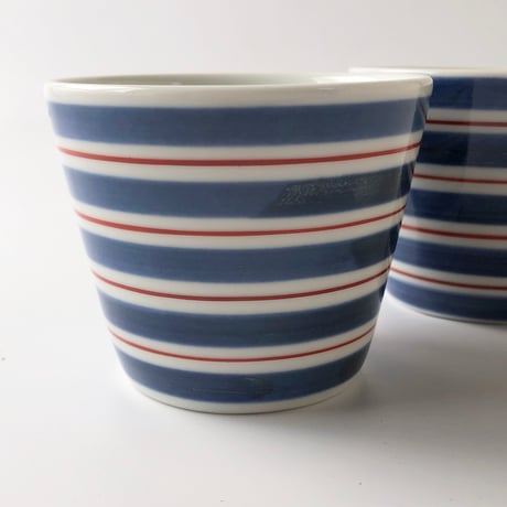 砥部焼 梅山窯 そば猪口 （小）呉須巻赤線〈新品〉