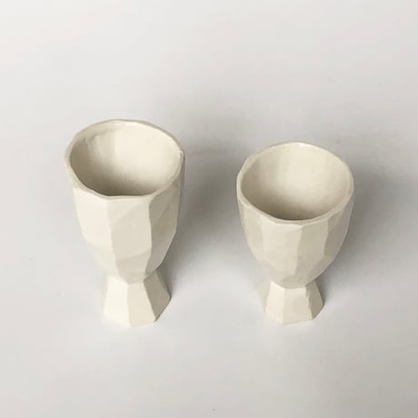 河村岳志 足つきぐい呑み 白 2セット〈新品〉
