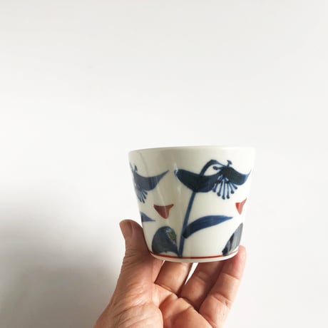 砥部焼 梅山窯 そば猪口 （小）露草〈新品〉