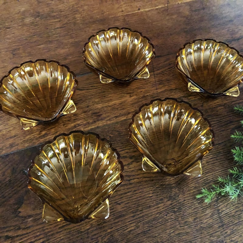 アンバーガラス器アンティーク A173 ☆アンバーガラス☆ まとめ売り 琥珀色 食器 昭和レトロ