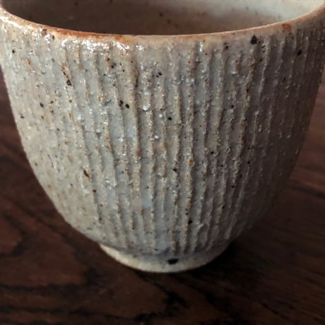 伊賀焼 長谷園 灰釉千筋 湯呑〈新品〉