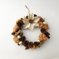 ブラウンコットンリース ポインセチア〈新古品〉