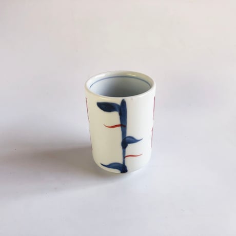 砥部焼 梅山窯 切立湯呑 二段赤ペン〈新品〉