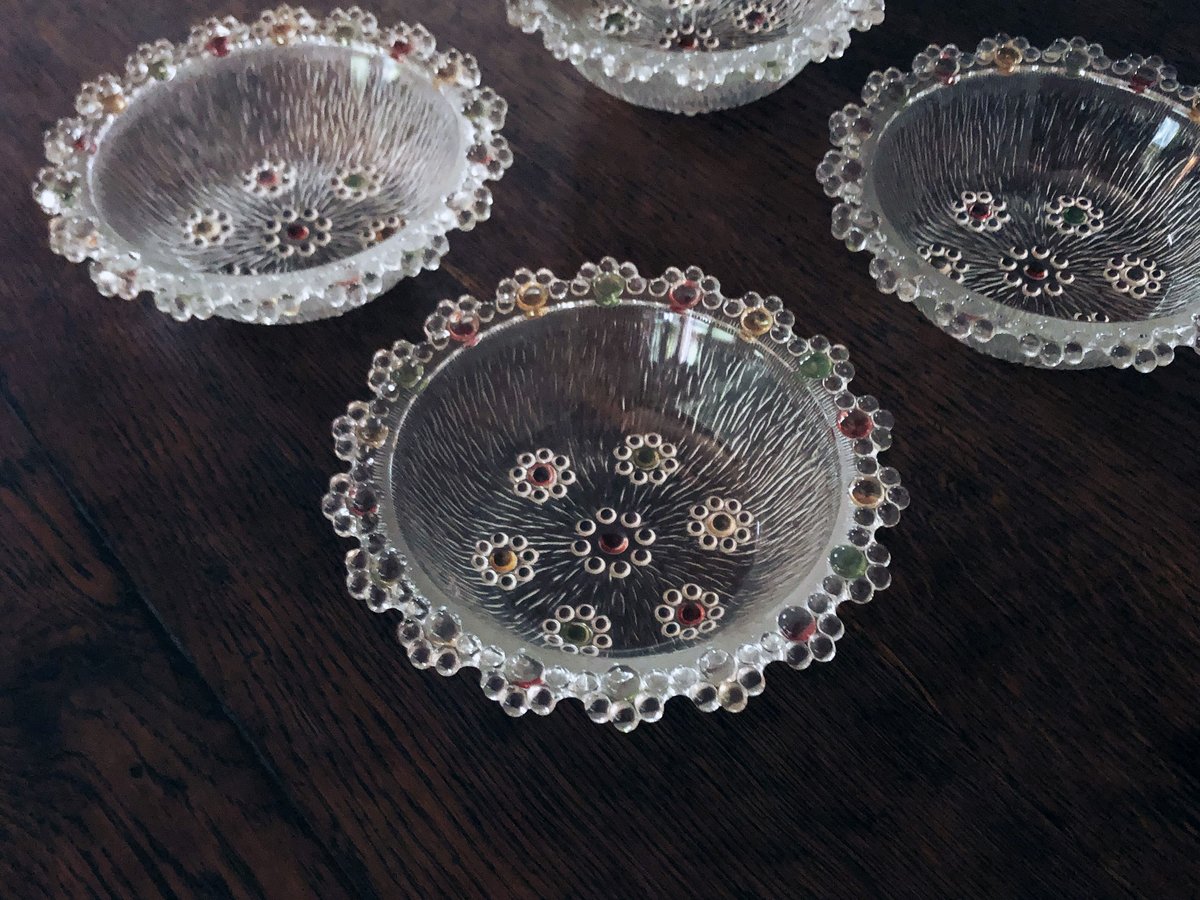 アデリア ピコット カラー ガラス皿 4セット〈古物〉 | 器屋 HAKOBE