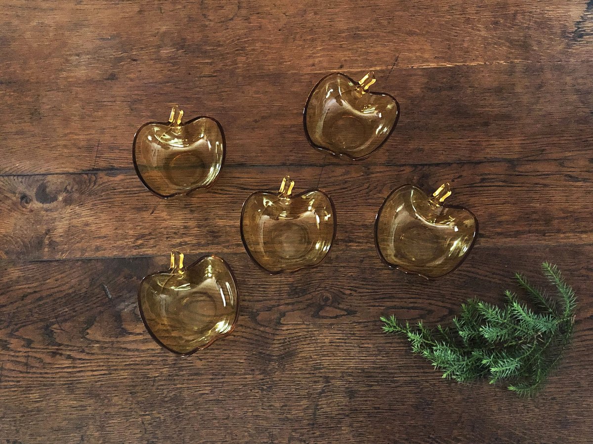 アンバーガラス 小鉢りんご 5セット〈古物〉 | 器屋 HAKOBE