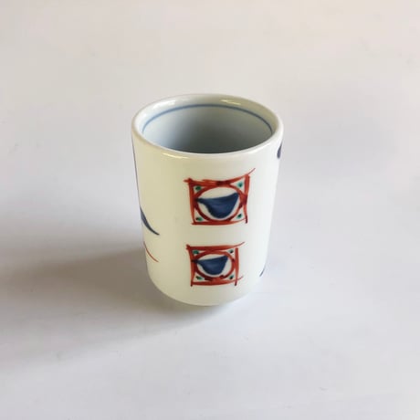 砥部焼 梅山窯 切立湯呑 二段赤ペン〈新品〉