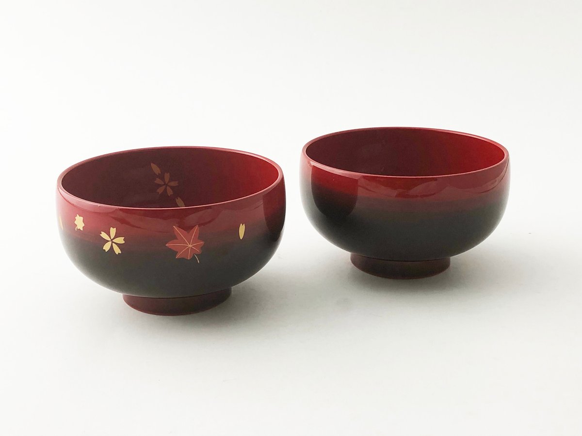 越前塗 ぼかし 春秋汁椀 5セット〈新古品〉 | 器屋 HAKOBE