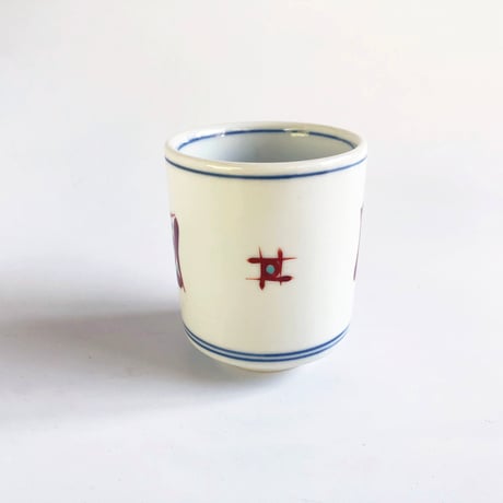 砥部焼 梅山窯 切立湯呑 赤ペン〈新品〉