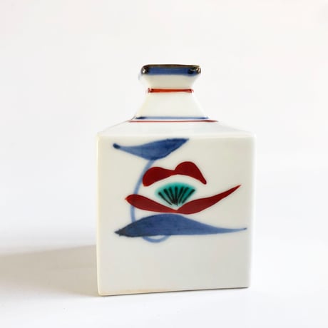 砥部焼 梅山窯 ミニ輪立て（小）下り赤花〈新品〉