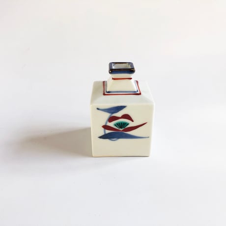 砥部焼 梅山窯 ミニ輪立て（小）下り赤花〈新品〉
