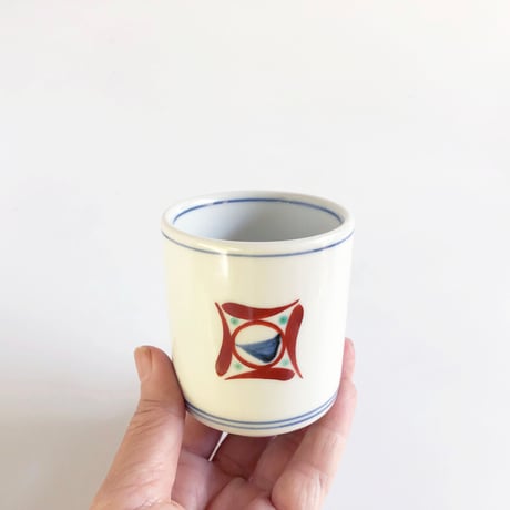 砥部焼 梅山窯 切立湯呑 赤ペン〈新品〉