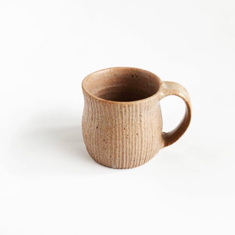 伊賀焼 長谷園 灰釉千筋 茶 マグカップ〈新品〉