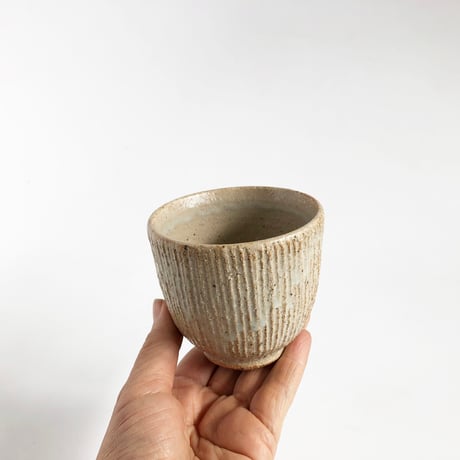 伊賀焼 長谷園 灰釉千筋 湯呑〈新品〉
